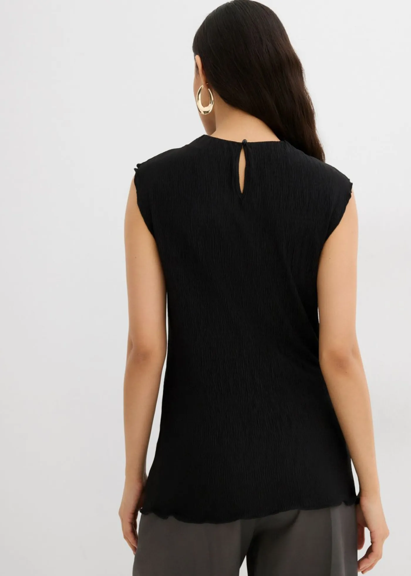 bonprix bonprix Top de tejido arrugado estructurado Negro New