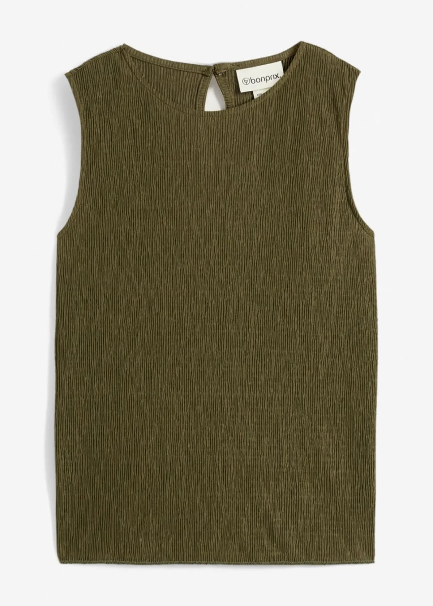 bonprix bonprix Top de tejido arrugado estructurado Verde oliva oscuro New