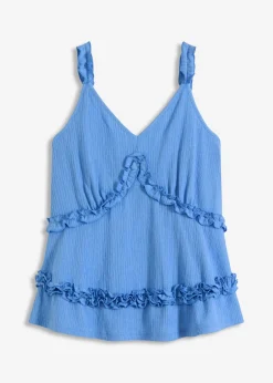 bonprix bonprix Top de tirantes finos con volantes azul provenzal Clearance