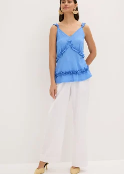 bonprix bonprix Top de tirantes finos con volantes azul provenzal Clearance