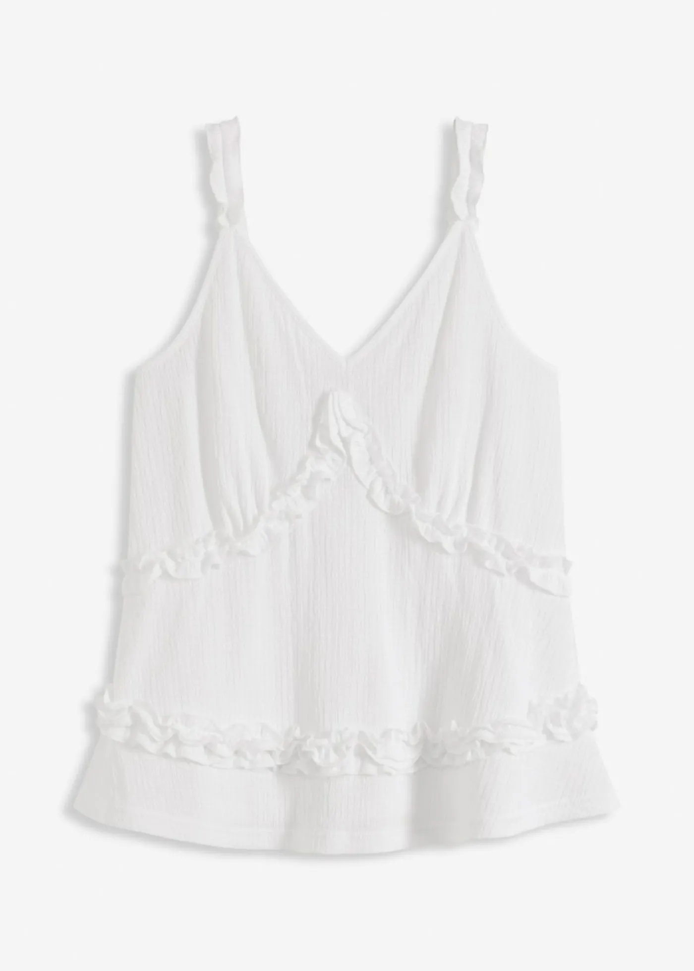 bonprix bonprix Top de tirantes finos con volantes Blanco Sale