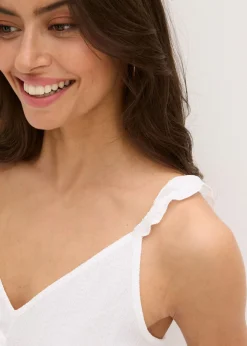 bonprix bonprix Top de tirantes finos con volantes Blanco Sale