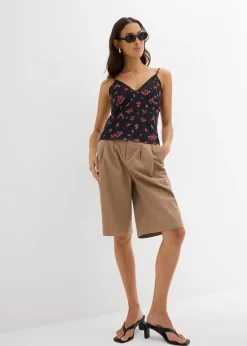 bonprix bonprix Top de tirantes finos de malla Negro/naranja rojo