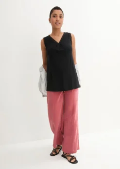 bonprix bonprix Top de viscosa con encaje Negro