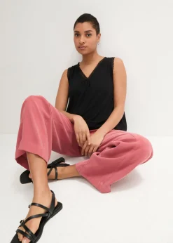 bonprix bonprix Top de viscosa con encaje Negro