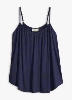 bonprix bonprix Top de viscosa fluida con tirantes finos Azul marino New