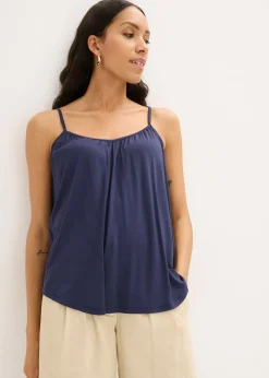 bonprix bonprix Top de viscosa fluida con tirantes finos Azul marino New