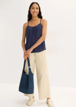 bonprix bonprix Top de viscosa fluida con tirantes finos Azul marino New