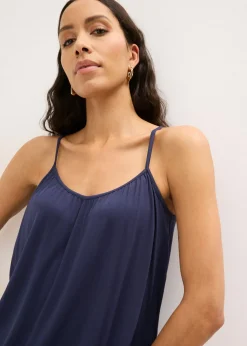 bonprix bonprix Top de viscosa fluida con tirantes finos Azul marino New
