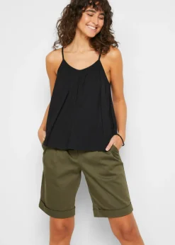 bonprix bonprix Top de viscosa fluida con tirantes finos Negro Clearance