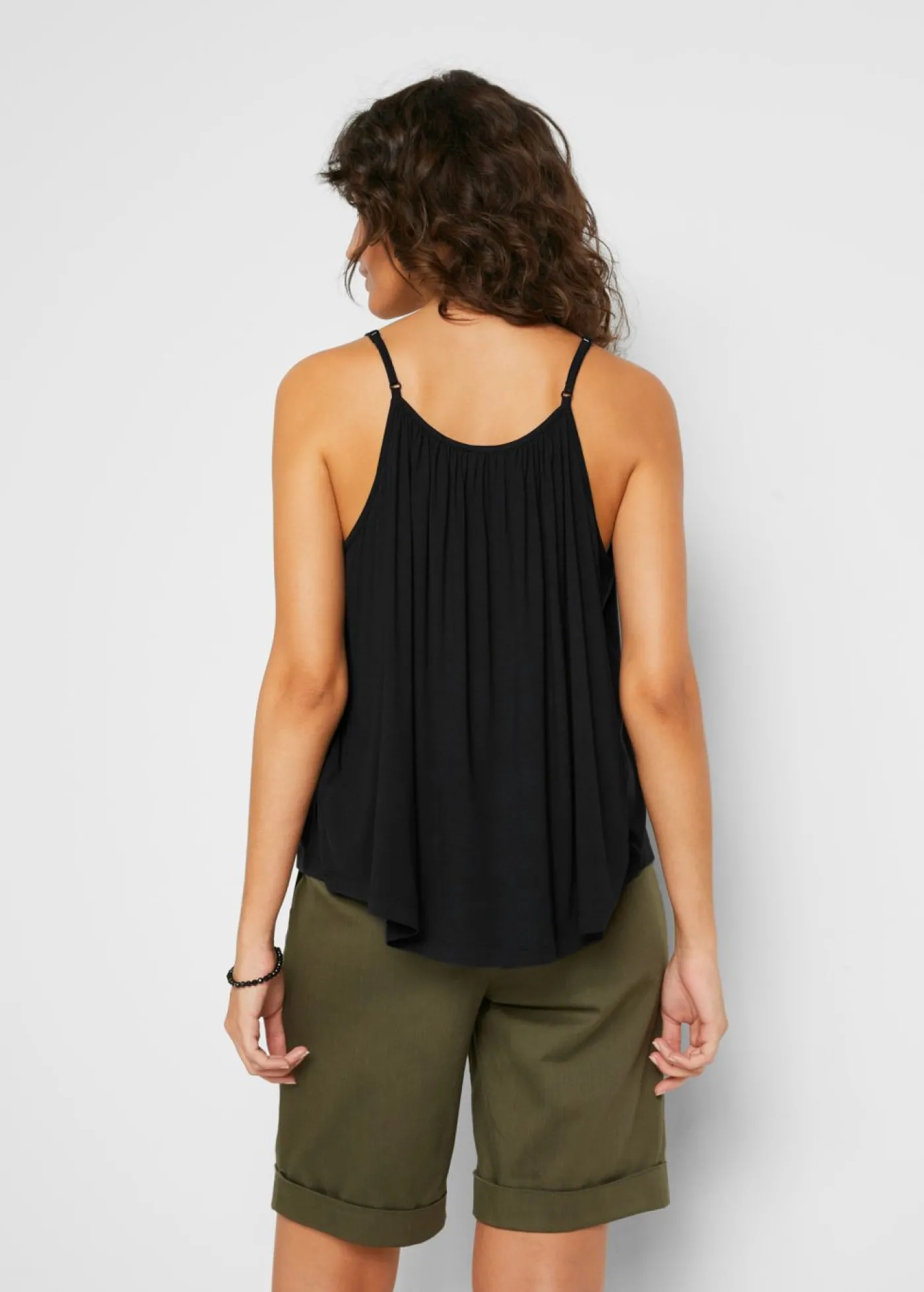 bonprix bonprix Top de viscosa fluida con tirantes finos Negro Clearance