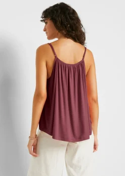bonprix bonprix Top de viscosa fluida con tirantes finos mora oscuro Clearance