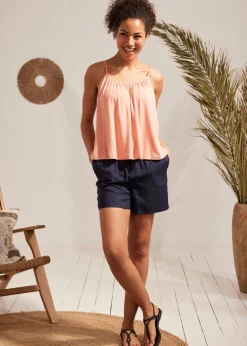 bonprix bonprix Top de viscosa fluida con tirantes finos Melocotón Outlet