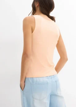 bonprix bonprix Top de viscosa suave (2 unidades) Negro-melocotón Sale