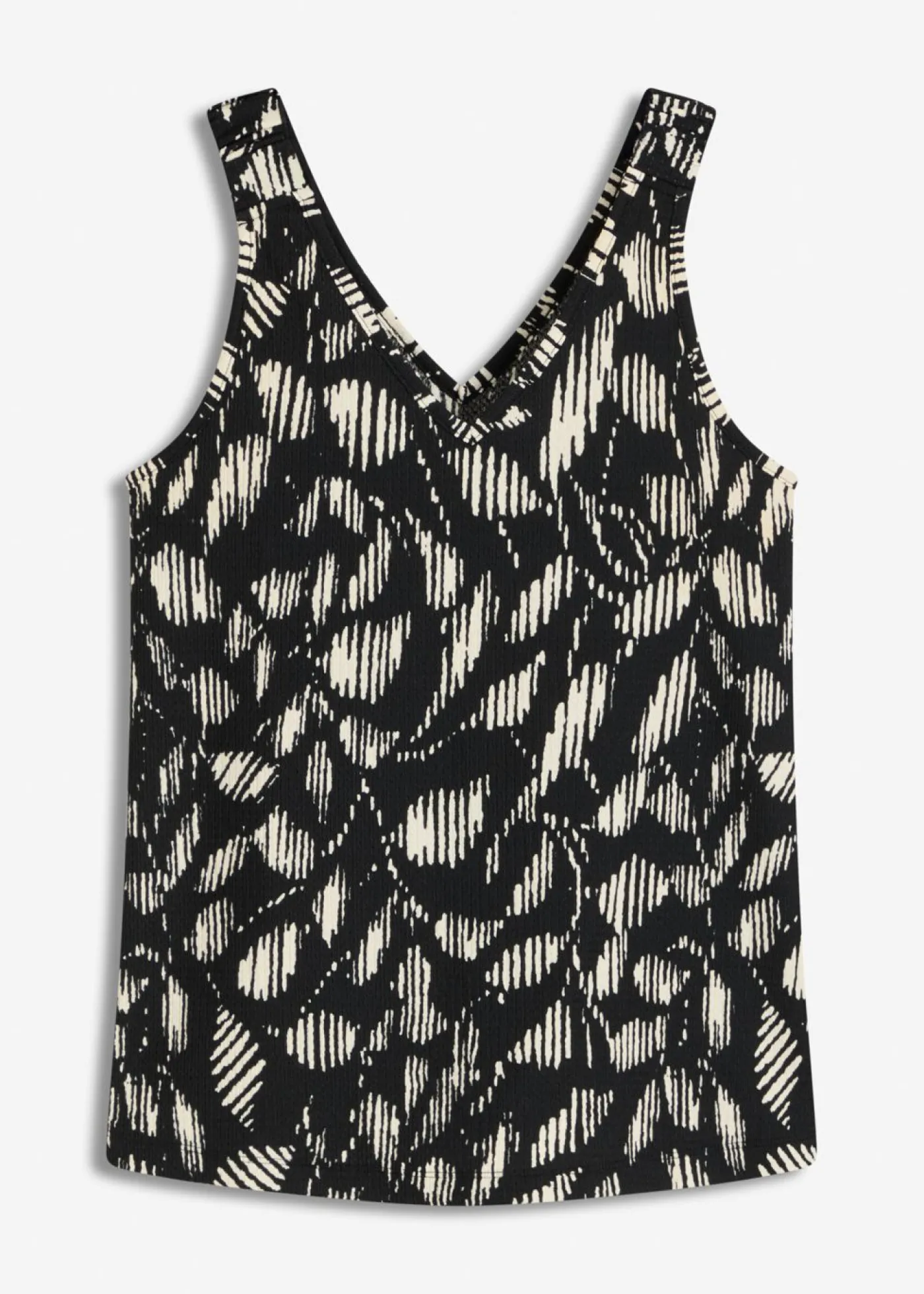 bonprix bonprix Top estampado de punto estructurado Negro-blanco Discount
