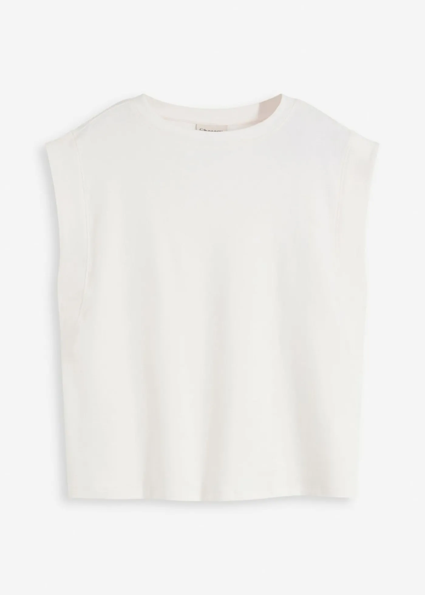 bonprix bonprix Top holgado con inserto de canalé en las mangas Blanco lana Hot