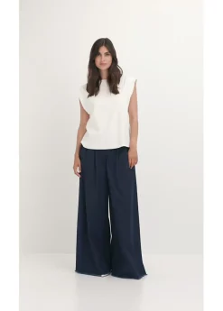 bonprix bonprix Top holgado con inserto de canalé en las mangas Blanco lana Hot