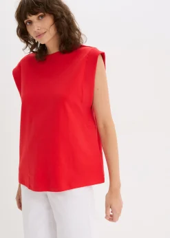 bonprix bonprix Top holgado con inserto de canalé en las mangas fresa Outlet