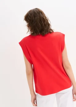 bonprix bonprix Top holgado con inserto de canalé en las mangas fresa Outlet