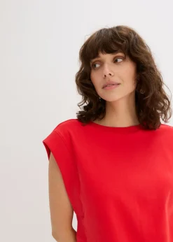 bonprix bonprix Top holgado con inserto de canalé en las mangas fresa Outlet