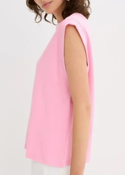 bonprix bonprix Top holgado con inserto de canalé en las mangas Rosa Sale
