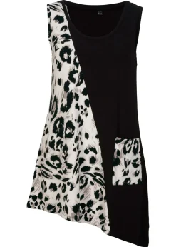 bonprix bonprix Top largo Negro estampado de leopardo Hot