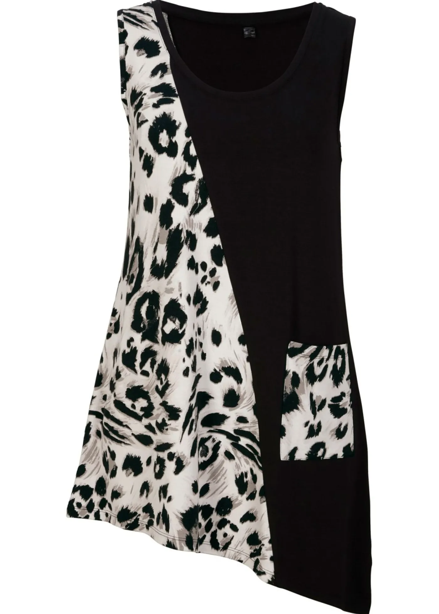 bonprix bonprix Top largo Negro estampado de leopardo Hot