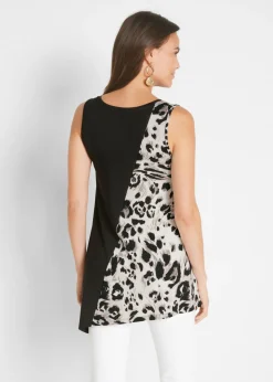bonprix bonprix Top largo Negro estampado de leopardo Hot