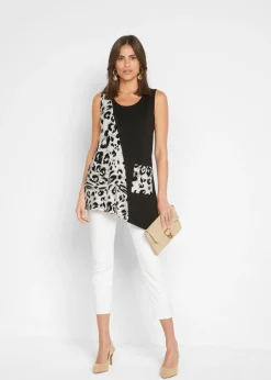 bonprix bonprix Top largo Negro estampado de leopardo Hot