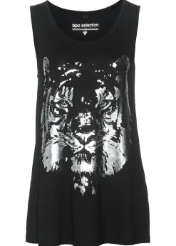 bonprix bonprix Top largo Negro-plata estampado Hot