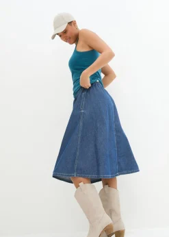 bonprix bonprix Top largo con tirantes finos de algodón (2 unidades) petróleo azul+negro Online