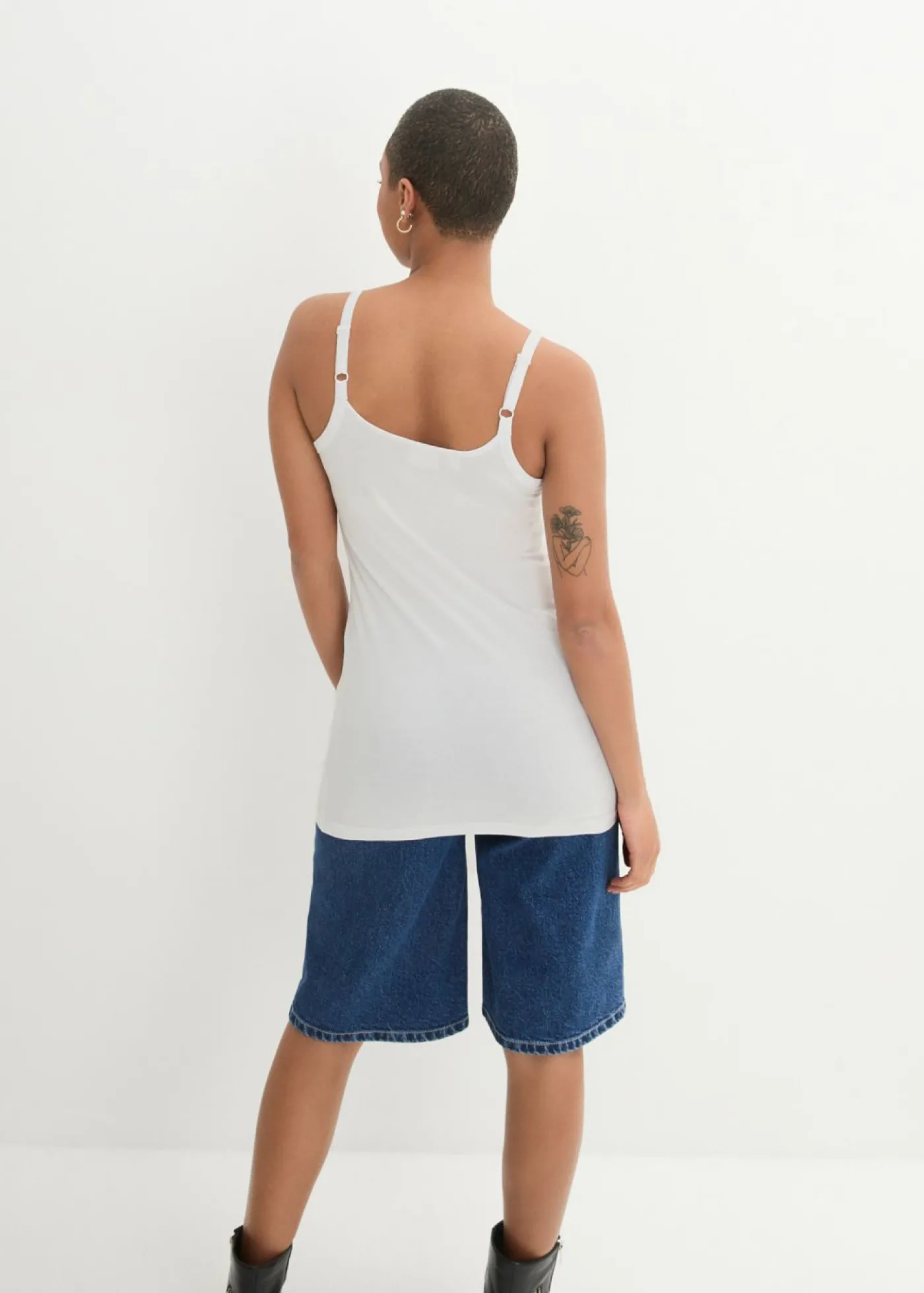 bonprix bonprix Top largo con tirantes finos de algodón (2 unidades) Blanco+negro Online