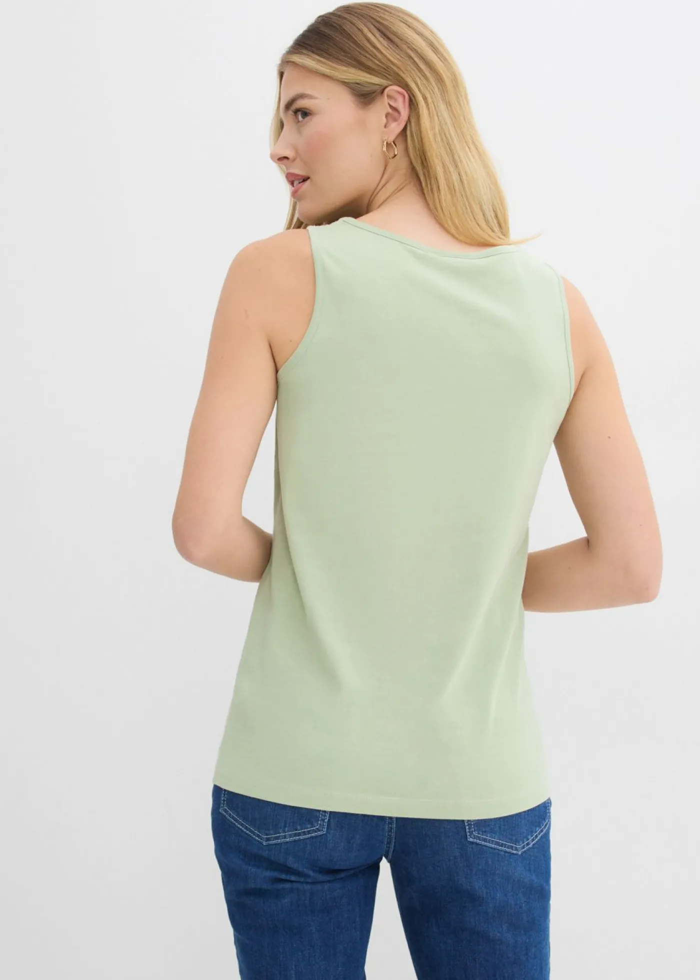 bonprix bonprix Top largo de algodón orgánico puro (5 unidades) Verde pálido+rojo rubí+gris jaspeado+rosa ceniza+blanco Sale
