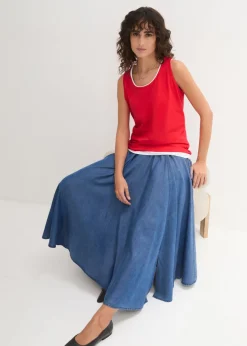 bonprix bonprix Top largo de algodón orgánico puro (5 unidades) fresa+blanco+gris claro moteado+azul marino+negro Discount
