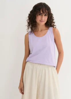 bonprix bonprix Top largo de algodón orgánico puro (5 unidades) lavanda + salvia fumé+ rosa pálido + negro + blanco Clearance