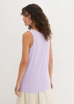 bonprix bonprix Top largo de algodón orgánico puro (5 unidades) lavanda + salvia fumé+ rosa pálido + negro + blanco Clearance