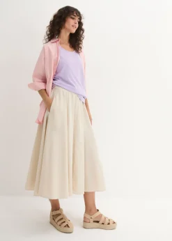 bonprix bonprix Top largo de algodón orgánico puro (5 unidades) lavanda + salvia fumé+ rosa pálido + negro + blanco Clearance
