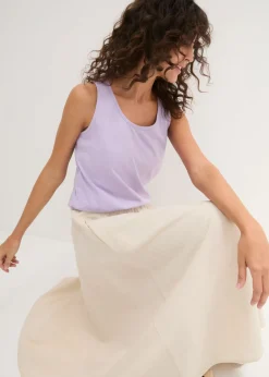 bonprix bonprix Top largo de algodón orgánico puro (5 unidades) lavanda + salvia fumé+ rosa pálido + negro + blanco Clearance