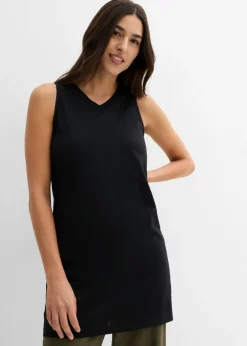 bonprix bonprix Top largo de algodón orgánico puro (2 unidades) Negro-melocotón Discount