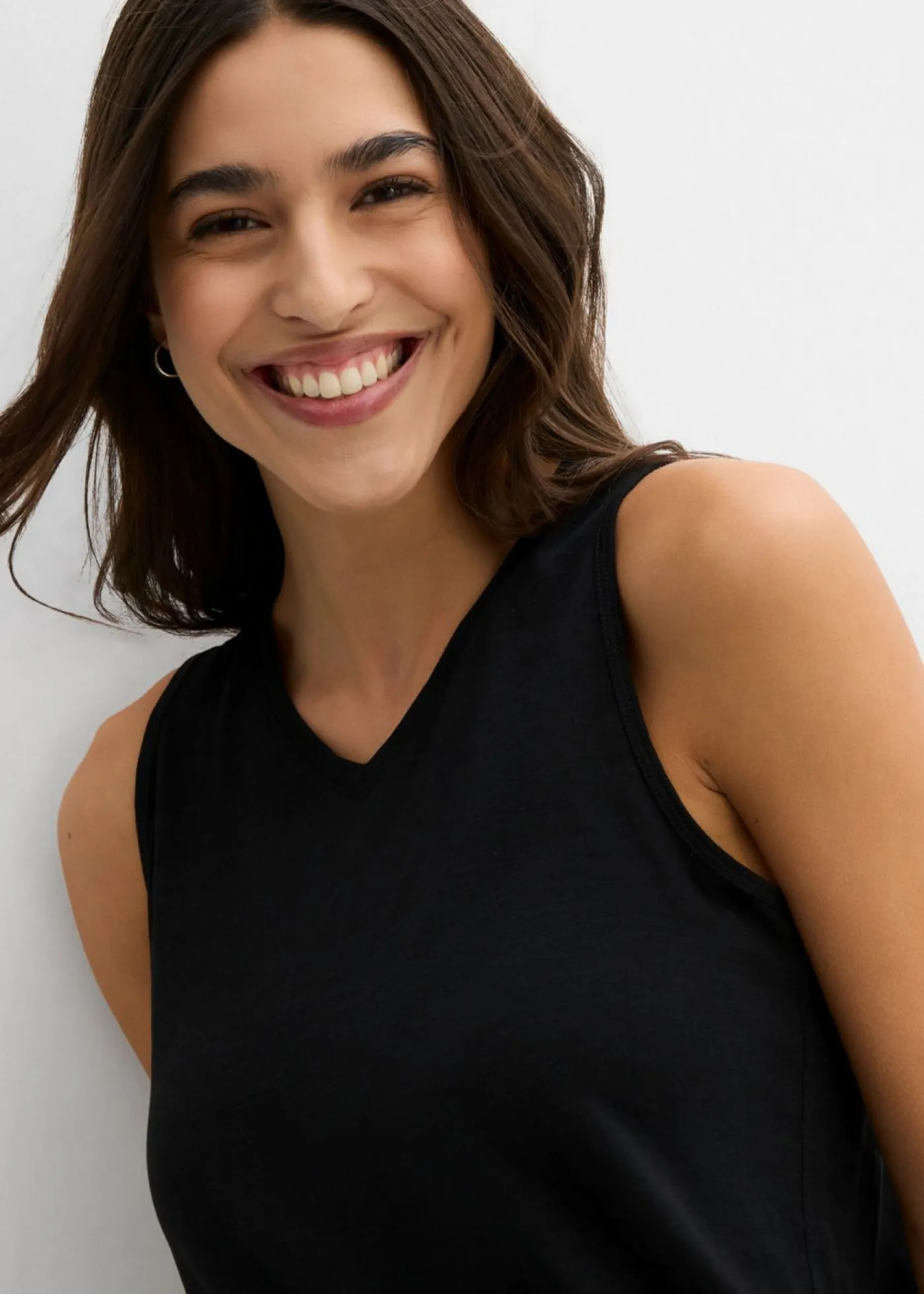 bonprix bonprix Top largo de algodón orgánico puro (2 unidades) Negro-melocotón Discount