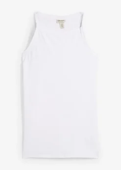 bonprix bonprix Top largo de mezcla de algodón elástico Blanco Outlet