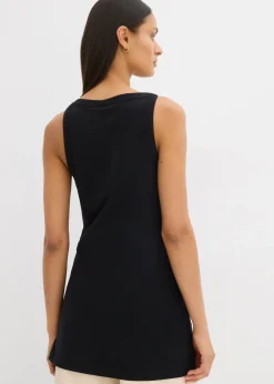 bonprix bonprix Top largo de mezcla de algodón elástico Negro Clearance