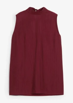 bonprix bonprix Top largo de mezcla de viscosa estructurada rojo avellana Online