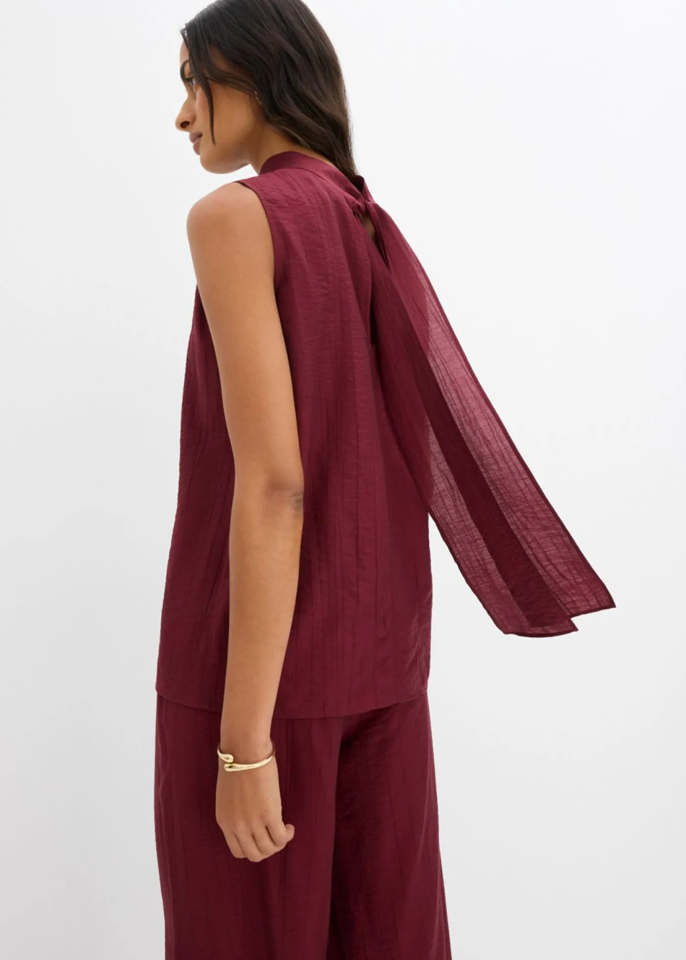 bonprix bonprix Top largo de mezcla de viscosa estructurada rojo avellana Online