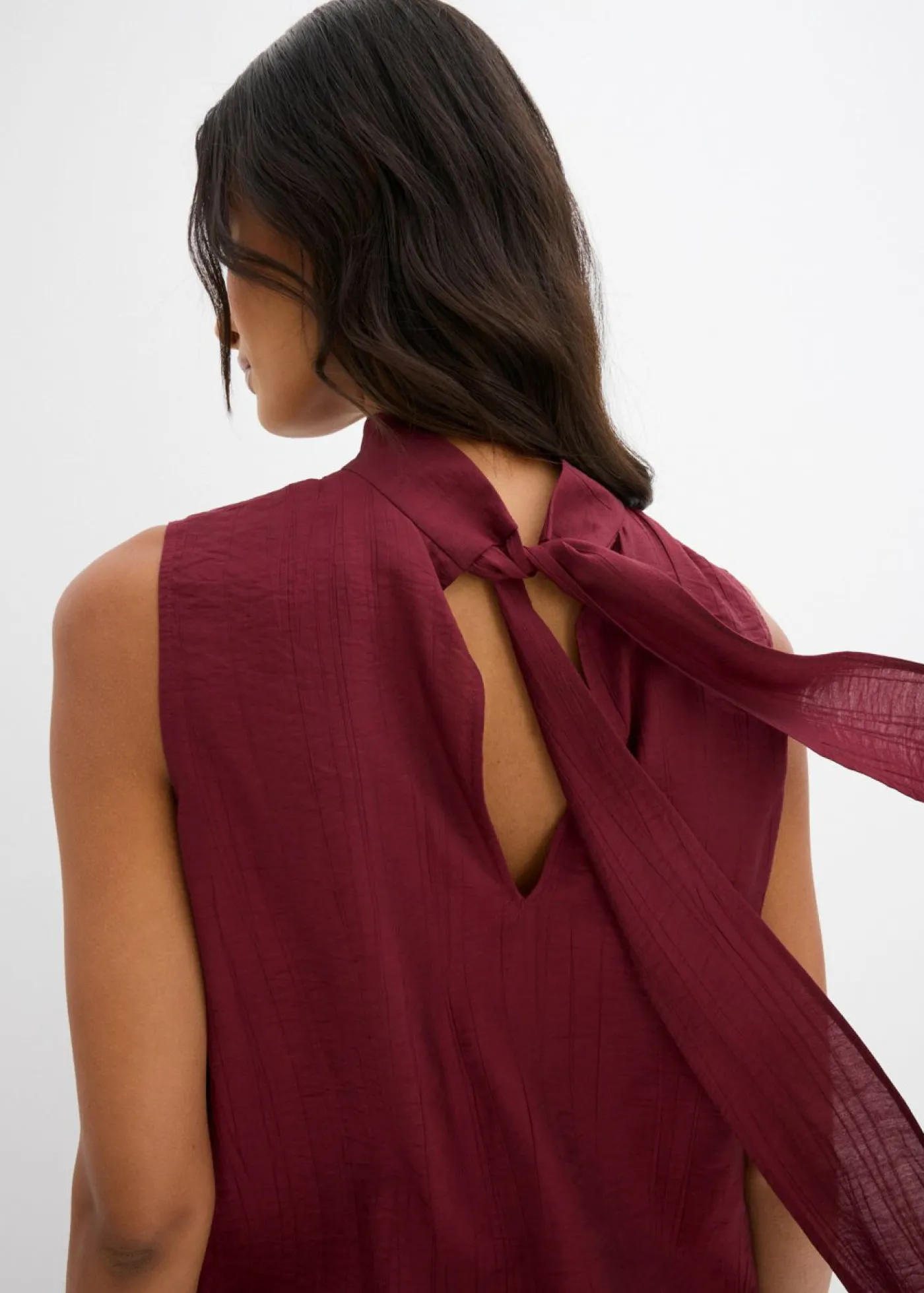 bonprix bonprix Top largo de mezcla de viscosa estructurada rojo avellana Online