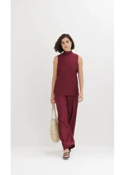 bonprix bonprix Top largo de mezcla de viscosa estructurada rojo avellana Online