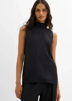 bonprix bonprix Top largo de mezcla de viscosa estructurada Negro Hot