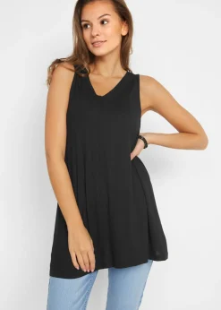 bonprix bonprix Top largo de mezcla de viscosa Negro Clearance