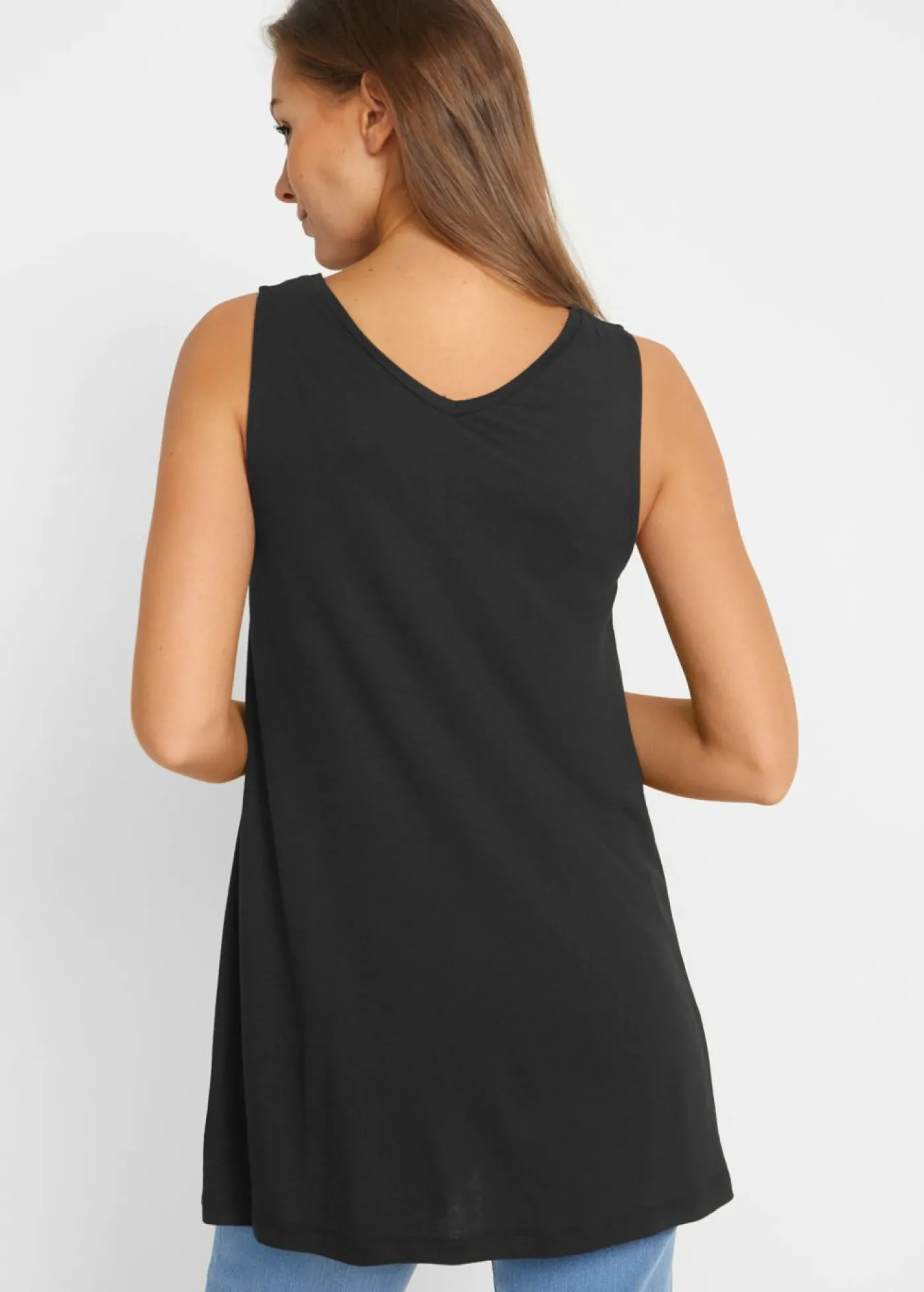 bonprix bonprix Top largo de mezcla de viscosa Negro Clearance