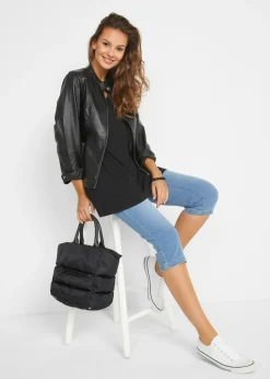 bonprix bonprix Top largo de mezcla de viscosa Negro Clearance